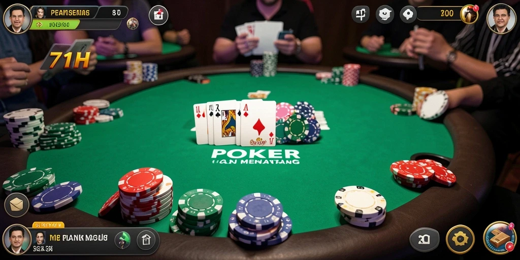 Tampilan gameplay Poker yang menarik dan interaktif di 71H.