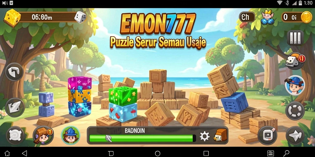 Screenshot permainan EMON777 menampilkan tantangan puzzle yang menarik.