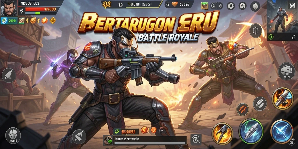 Screenshot gameplay INDOSLOT303 menampilkan aksi seru dalam pertarungan Battle Royale.