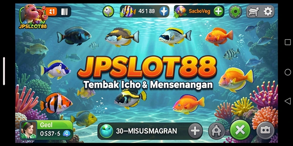 Tampilan gameplay seru JPSLOT88 dengan aksi tembak ikan.