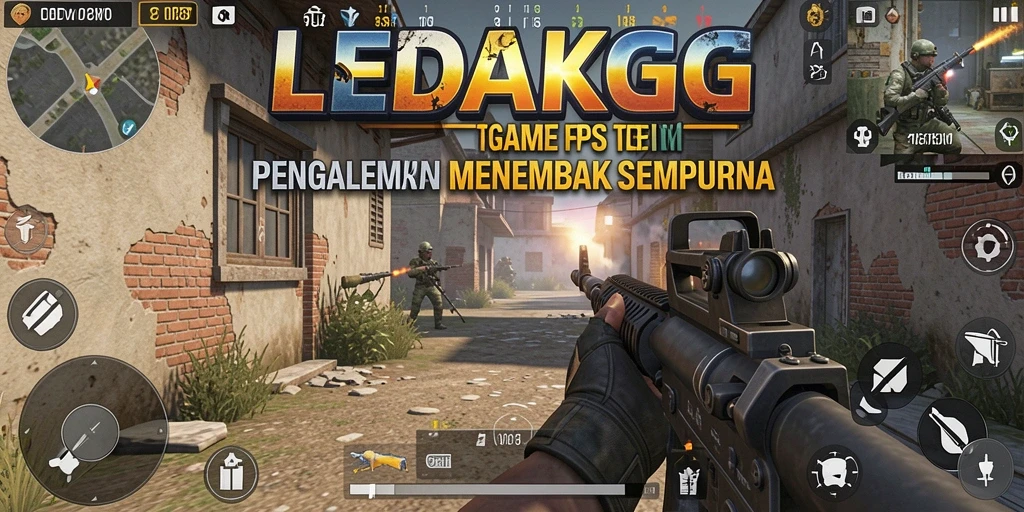 Screenshot utama LEDAKGG yang menampilkan pertempuran FPS yang mendebarkan.