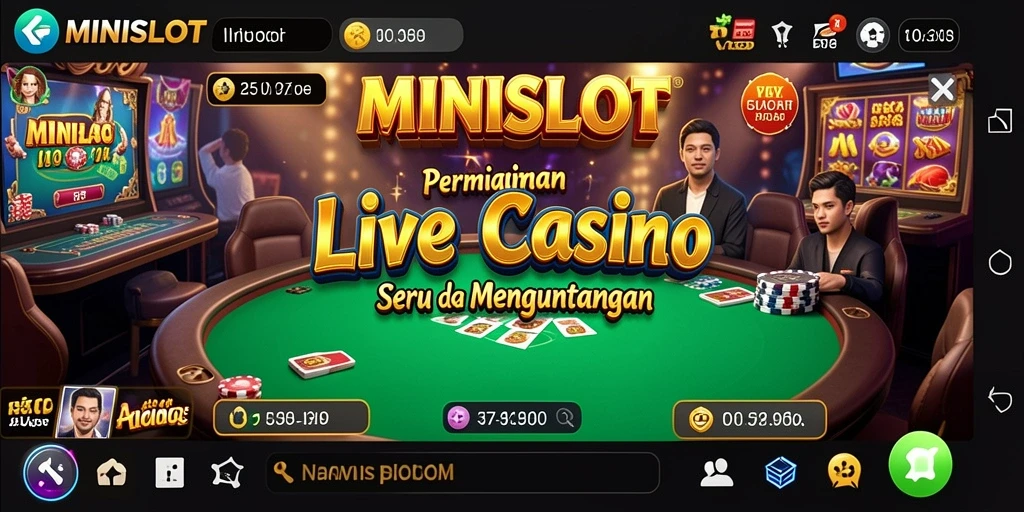 Screenshot gameplay MINISLOT yang menunjukkan pengalaman Live Casino yang mendebarkan.