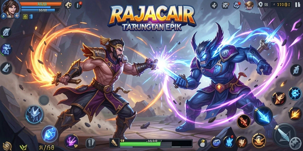 Gameplay Fighting intens dengan karakter kuat.