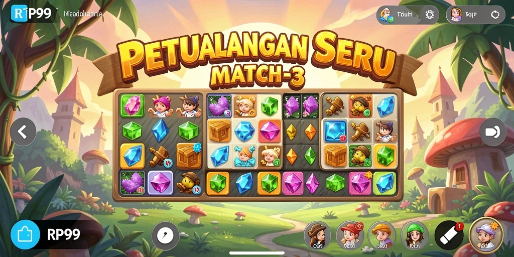 Tampilan gameplay RP99 yang penuh warna dan menantang.
