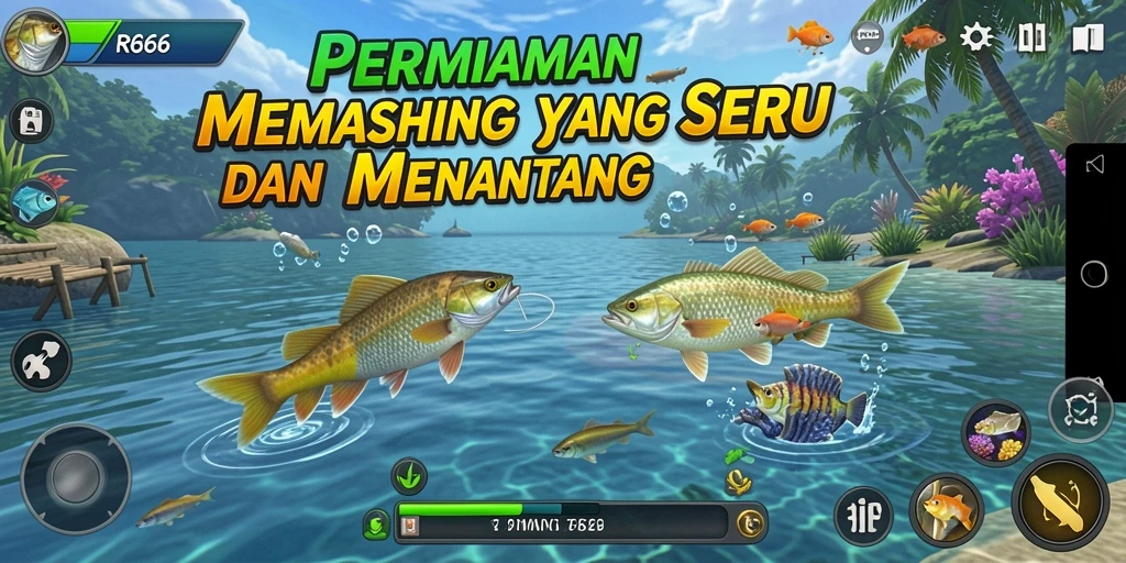 Screenshot RR666 menunjukkan pengalaman memancing yang mendebarkan dan interaktif.