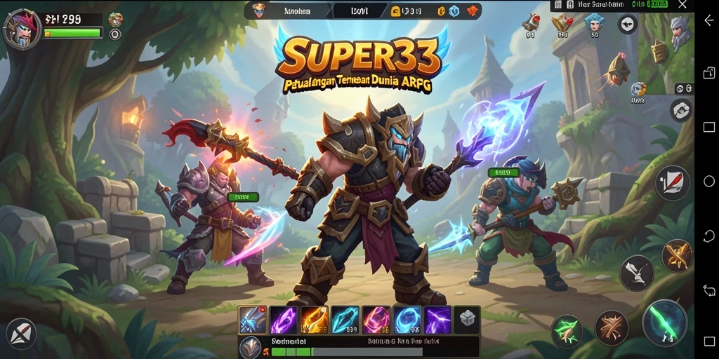 Tampilan gameplay SUPER33 yang menakjubkan dengan pertempuran epik.