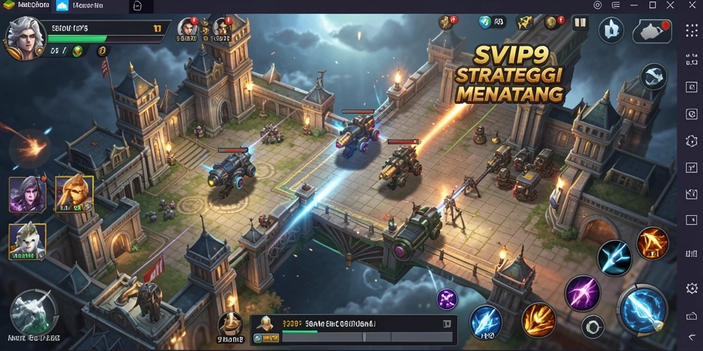 Tangkapan layar gameplay SVIP9 yang menunjukkan strategi pertempuran yang intens.